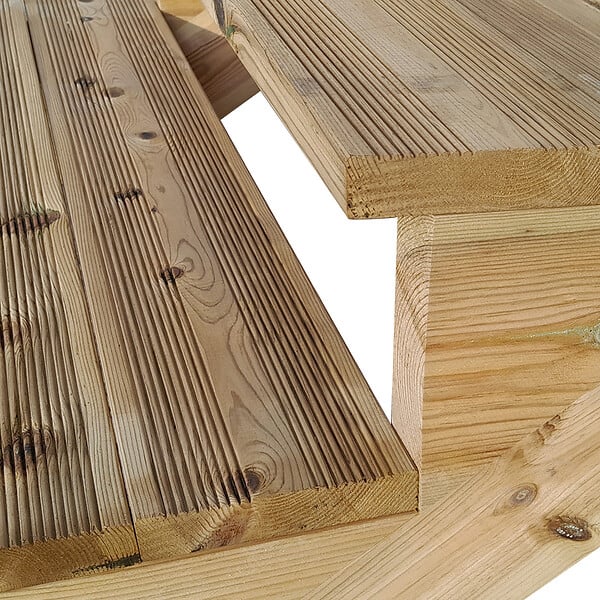 VINUOVO - MILANO - Escalier en bois 7 marches H122 cm - sans contre-marche - Palier L120 x P189 cm - Rambardes escalier et palier des 2 côtés - large