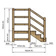 VINUOVO - MILANO - Escalier en bois 3 marches H54 cm - avec contre-marches - Palier L120 x P116 cm - Escalier rambardes des 2 côtés,Palier à droite et en face - vignette