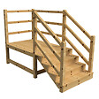 VINUOVO - MILANO - Escalier en bois 4 marches H71 cm - avec contre-marches - Palier L120 x P189 cm - Escalier rambardes des 2 côtés,Palier à droite et en face - vignette