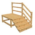 VINUOVO - MILANO - Escalier en bois 4 marches H71 cm - avec contre-marches - Palier L120 x P189 cm - Rambardes escalier et palier à droite - vignette