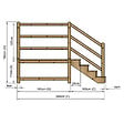 VINUOVO - MILANO - Escalier en bois 4 marches H71 cm - avec contre-marches - Palier L120 x P189 cm - Rambardes escalier et palier à droite - vignette