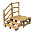 VINUOVO - MILANO - Escalier en bois 3 marches H54 cm - sans contre-marche - Palier L120 x P116 cm - Rambarde escalier et palier à gauche - vignette