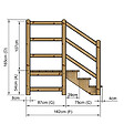 VINUOVO - MILANO - Escalier en bois 3 marches H54 cm - sans contre-marche - Palier L120 x P116 cm - Rambarde escalier et palier à gauche - vignette