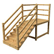 VINUOVO - MILANO - Escalier en bois 6 marches H105 cm - avec contre-marches - Palier L120 x P189 cm - Rambarde escalier 2 côtés, palier gauche et en face - vignette