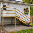 VINUOVO - MILANO - Escalier en bois 4 marches H71 cm - avec contre-marches - Palier L120 x P189 cm - Escalier rambarde droite, palier droite et face - vignette