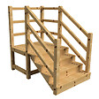 VINUOVO - MILANO - Escalier en bois 4 marches H71 cm - avec contre-marches - Palier L120 x P116 cm - Escalier rambardes des 2 côtés,Palier à droite et en face - vignette