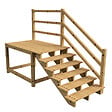 VINUOVO - MILANO - Escalier en bois 6 marches H105 cm - sans contre-marche - Palier L120 x P189 cm - Rambardes escalier et palier à droite - vignette