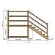 VINUOVO - MILANO - Escalier en bois 6 marches H105 cm - sans contre-marche - Palier L120 x P189 cm - Rambardes escalier et palier à droite - vignette