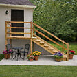 VINUOVO - MILANO - Escalier en bois 4 marches H71 cm - avec contre-marches - Palier L120 x P189 cm - Rambarde escalier 2 côtés, palier gauche et en face - vignette
