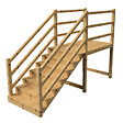 VINUOVO - MILANO - Escalier en bois 7 marches H122 cm - avec contre-marches - Palier L120 x P189 cm - Rambardes escalier et palier des 2 côtés - vignette