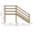 VINUOVO - MILANO - Escalier en bois 7 marches H122 cm - avec contre-marches - Palier L120 x P189 cm - Rambardes escalier et palier des 2 côtés - vignette