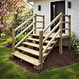 VINUOVO - MILANO - Escalier en bois 7 marches H122 cm - avec contre-marches - Palier L120 x P189 cm - Rambardes escalier et palier des 2 côtés - vignette
