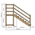 VINUOVO - MILANO - Escalier en bois 7 marches H122 cm - avec contre-marches - Palier L120 x P116 cm - Rambarde escalier et palier à gauche - vignette