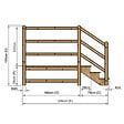 VINUOVO - MILANO - Escalier en bois 3 marches H54 cm - sans contre-marche - Palier L120 x P189 cm - Rambarde escalier 2 côtés, palier gauche et en face - vignette