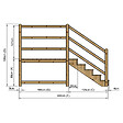 VINUOVO - MILANO - Escalier en bois 5 marches H88 cm - avec contre-marches - Palier L120 x P189 cm - Rambarde escalier et palier à gauche - vignette