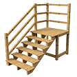 VINUOVO - MILANO - Escalier en bois 6 marches H105 cm - sans contre-marche - Palier L120 x P116 cm - Rambarde escalier gauche, palier gauche et en face - vignette