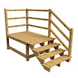 VINUOVO - MILANO - Escalier en bois 4 marches H71 cm - sans contre-marche - Palier L120 x P189 cm - Escalier rambarde droite, palier droite et face - vignette