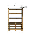 VINUOVO - MILANO - Escalier en bois 4 marches H71 cm - sans contre-marche - Palier L120 x P189 cm - Escalier rambarde droite, palier droite et face - vignette