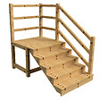 VINUOVO - MILANO - Escalier en bois 5 marches H88 cm - avec contre-marches - Palier L120 x P116 cm - Escalier rambarde droite, palier droite et face - vignette