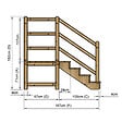 VINUOVO - MILANO - Escalier en bois 4 marches H71 cm - avec contre-marches - Palier L120 x P116 cm - Rambardes escalier et palier à droite - vignette