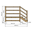 VINUOVO - MILANO - Escalier en bois 3 marches H54 cm - avec contre-marches - Palier L120 x P189 cm - Rambardes escalier et palier à droite - vignette