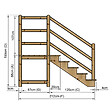 VINUOVO - MILANO - Escalier en bois 5 marches H88 cm - sans contre-marche - Palier L120 x P116 cm - Rambardes escalier et palier à droite - vignette