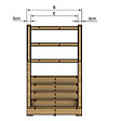 VINUOVO - MILANO - Escalier en bois 5 marches H88 cm - avec contre-marches - Palier L120 x P116 cm - Escalier rambardes des 2 côtés,Palier à droite et en face - vignette
