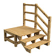 VINUOVO - MILANO - Escalier en bois 3 marches H54 cm - sans contre-marche - Palier L120 x P116 cm - Rambardes escalier et palier à droite - vignette