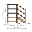 VINUOVO - MILANO - Escalier en bois 3 marches H54 cm - sans contre-marche - Palier L120 x P116 cm - Rambardes escalier et palier à droite - vignette