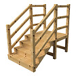 VINUOVO - MILANO - Escalier en bois 4 marches H71 cm - avec contre-marches - Palier L120 x P116 cm - Rambardes escalier et palier des 2 côtés - vignette
