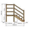 VINUOVO - MILANO - Escalier en bois 4 marches H71 cm - avec contre-marches - Palier L120 x P116 cm - Rambardes escalier et palier des 2 côtés - vignette