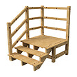 VINUOVO - MILANO - Escalier en bois 3 marches H54 cm - sans contre-marche - Palier L120 x P116 cm - Rambarde escalier gauche, palier gauche et en face - vignette
