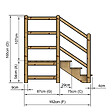 VINUOVO - MILANO - Escalier en bois 3 marches H54 cm - sans contre-marche - Palier L120 x P116 cm - Rambarde escalier gauche, palier gauche et en face - vignette