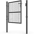 ID MARKET - Portillon de jardin 105 x 100 cm en acier avec serrure et poignée gris anthracite - vignette