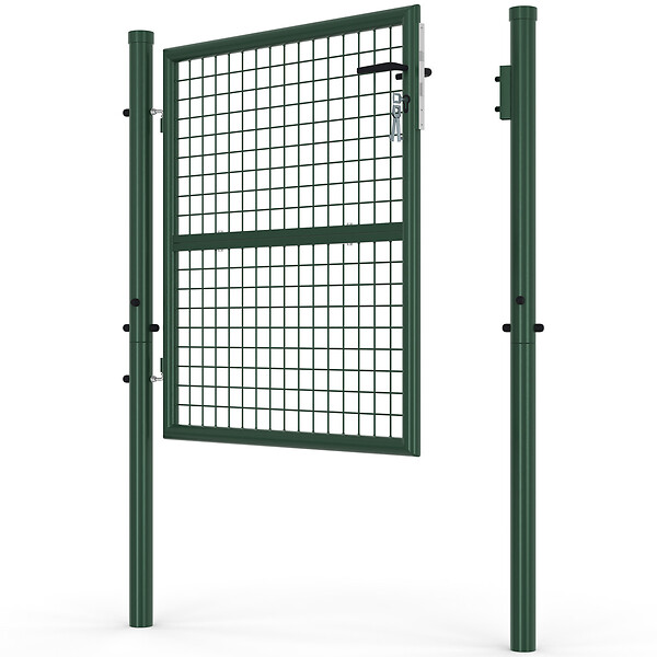 ID MARKET - Portillon de jardin 105 x 100 cm en acier avec serrure et poignée vert - large