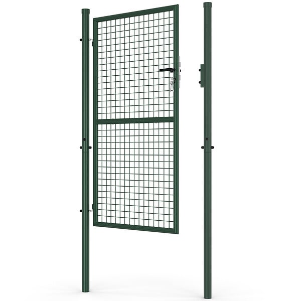 ID MARKET - Portillon de jardin 105 x 175 cm en acier avec serrure et poignée vert - large