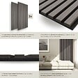 TECTAKE - Panneaux acoustiques en bois chêne gris clair 110x50cm absorption phonique feutre MDF placage véritable isolation sonore décoration murale - vignette