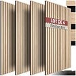 TECTAKE - Panneaux acoustiques décoratifs en MDF placage bois chêne clair 110x50x1.8cm lot 4 pièces absorption phonique isolation sonore mural - vignette