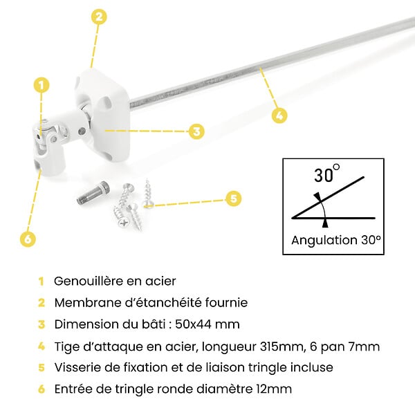 AVOSDIM - Kit axe treuil-manivelle pour volet roulant – Manœuvre manuelle – Largeur 1,50 m - large