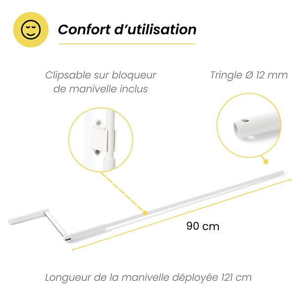 AVOSDIM - Kit axe treuil-manivelle pour volet roulant – Manœuvre manuelle – Largeur 1,50 m - large