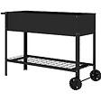 OUTSUNNY - Jardinière sur pieds potager dim. 104L x 39l x 80H cm étagère 2 roues + insert d'irrigation métal noir - vignette