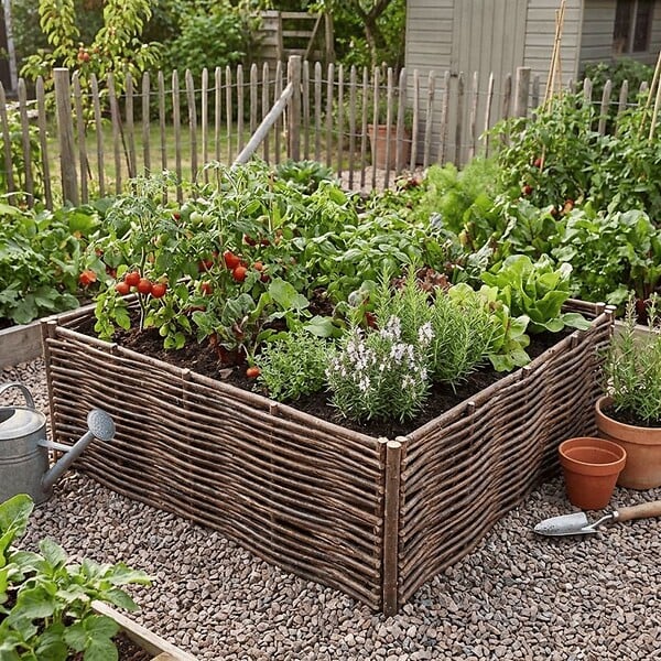 FILA - Potager carré en noisetier - 100% Naturel - 70 x 70 x 30 cm - large