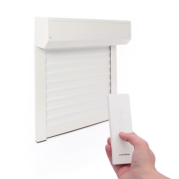 AVOSDIM - Volet roulant electrique radio Alu Blanc - L120 x H140 cm - Motorise avec telecommande incluse - Recoupable - large