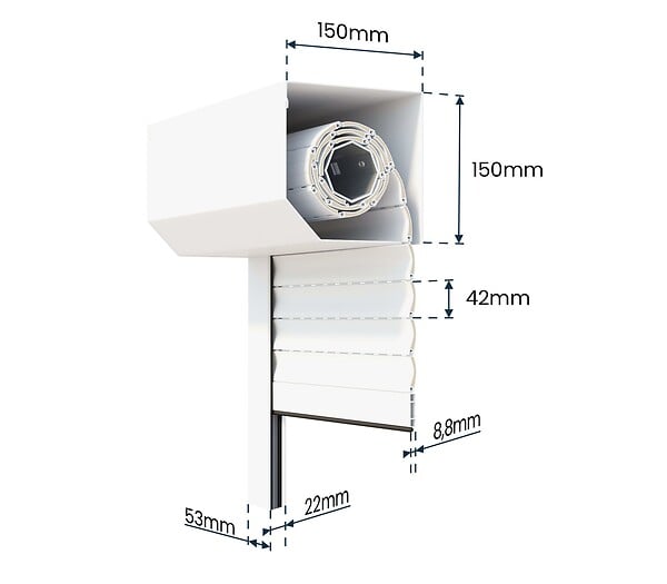 AVOSDIM - Volet roulant electrique radio Alu Blanc - L120 x H140 cm - Motorise avec telecommande incluse - Recoupable - large