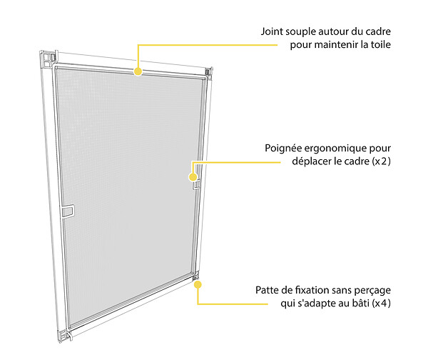AVOSDIM - Moustiquaire Cadre Fenêtre 85 x 85 cm Recoupable Blanc – Aluminium & Toile Polyester – Anti-Insectes - large