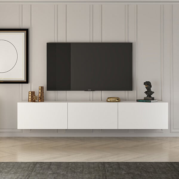 CONCEPT USINE - Meuble TV suspendu avec placards 150cm blanc HAL - large