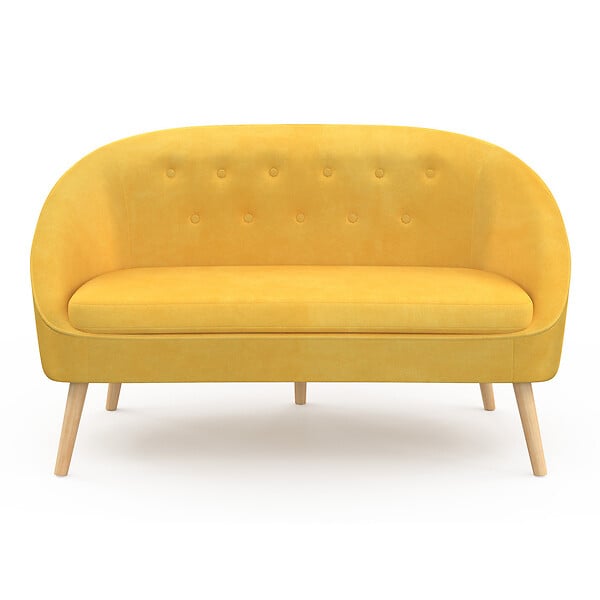 ID MARKET - Canapé banquette SONIA en velours jaune - large