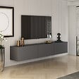 CONCEPT USINE - Meuble TV suspendu avec placards 150cm gris anthracite HAL - vignette