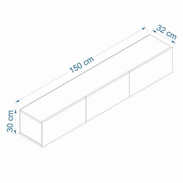 CONCEPT USINE - Meuble TV suspendu avec placards 150cm gris anthracite HAL - large