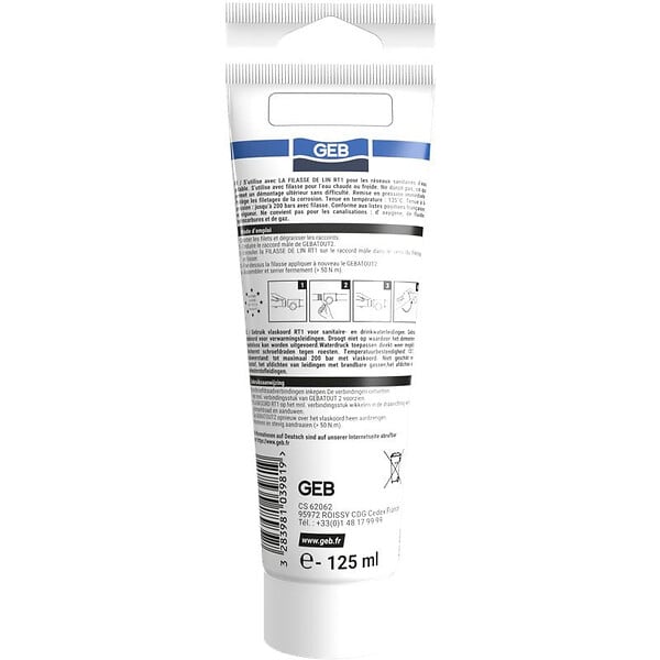 GEB - Pâte à joint non durcissante GEB Gebatout 2 pour raccords filetés métalliques 125ml - GEB - 103981 - large